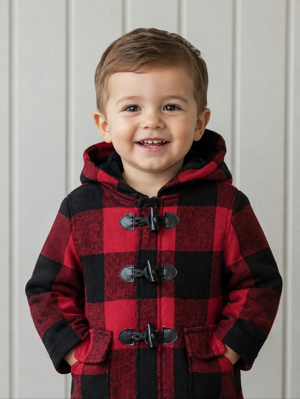 18-24 Buffalo Plaid Toggle Peacoat